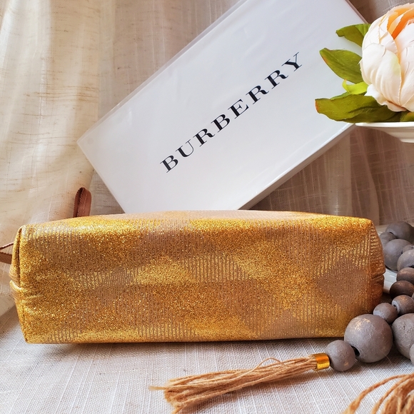 Burberry Bags Burberry Beauty Cosmetic Pouch In Metallic Gold